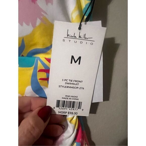 Nicole Miller Women’s Size Medium One Piece Swimsuit Tropical Vibes Floral - Picture 8 of 10